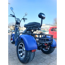 Madat CP-3 Elektro-Dreirad – E-Scooter & Chopper, 45 km/h (25 km/h option) 40 Ah Akku, 60–90 km Reichweite, mit 2 Akkus, Blau