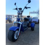 Madat CP-3 Elektro-Dreirad – E-Scooter & Chopper, 45 km/h (25 km/h option) 40 Ah Akku, 60–90 km Reichweite, mit 2 Akkus, Blau