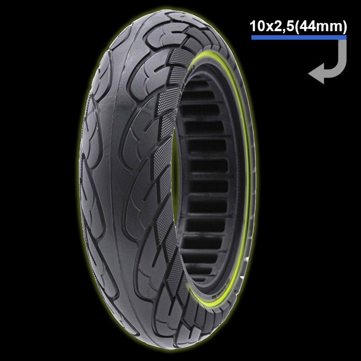 E Scooter E Roller Ersatzteil Ultraleichtes Gummireifen 10×2,5  Fluorescent Line 44-mm-Felgen